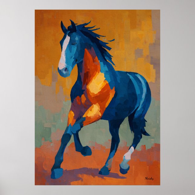 Affiche Modern Impressionist Horse Painting Colorful (Devant)
