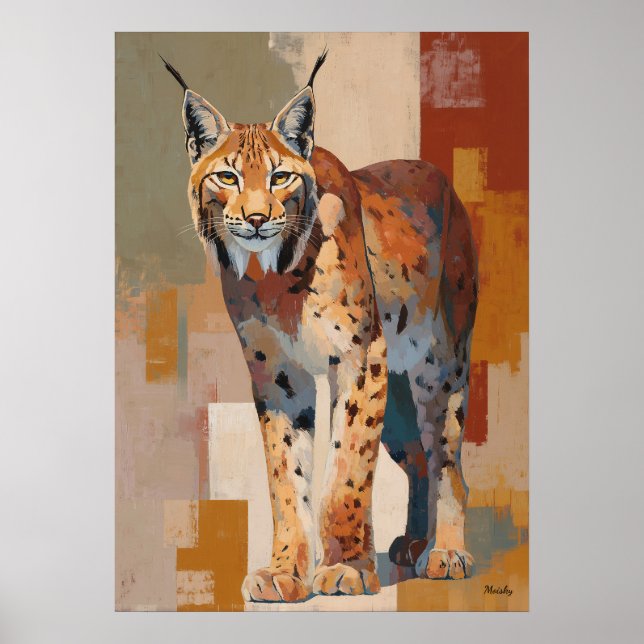 Affiche Modern Impressionist Lynx Painting Elegant (Devant)