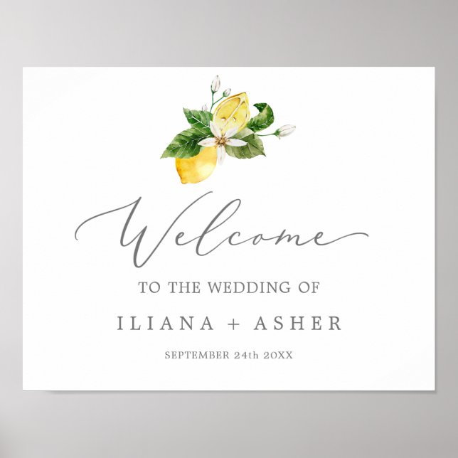 Affiche Modern Lemon Garden Wedding Welcome (Devant)