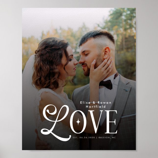 Affiche Modern Love Custom Wedding Photo Couples Monogram (Devant)