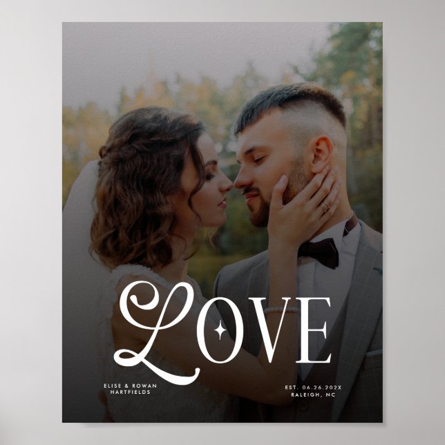 Affiche Modern Love Custom Wedding Photo Couples Monogram (Devant)