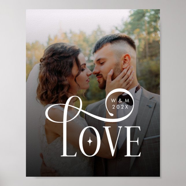 Affiche Modern Love Custom Wedding Photo Couples Monogram (Devant)
