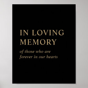 Affiche Modern Minimal Black Gold Wedding In Loving Memory