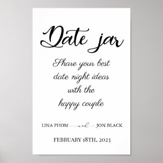 Affiche Modern Minimal Date Jar Bridal Shower Activity 
