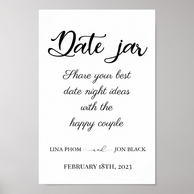 Affiche Modern Minimal Date Jar Bridal Shower Activity  (Devant)