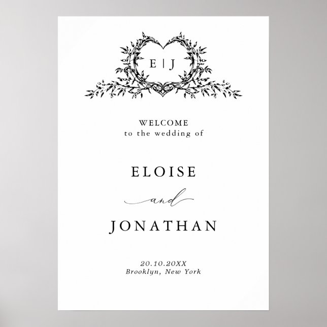 Affiche Modern Minimalist Calligraphy Wedding Welcome (Devant)
