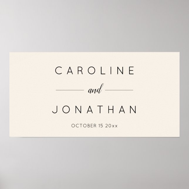Affiche Modern Minimalist Script Ivory Custom Wedding (Devant)