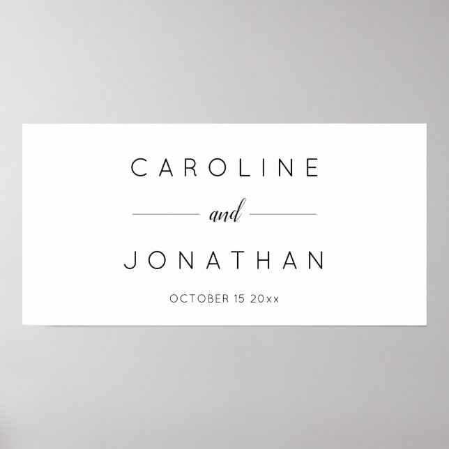 Affiche Modern Minimalist Script White Custom Wedding (Devant)