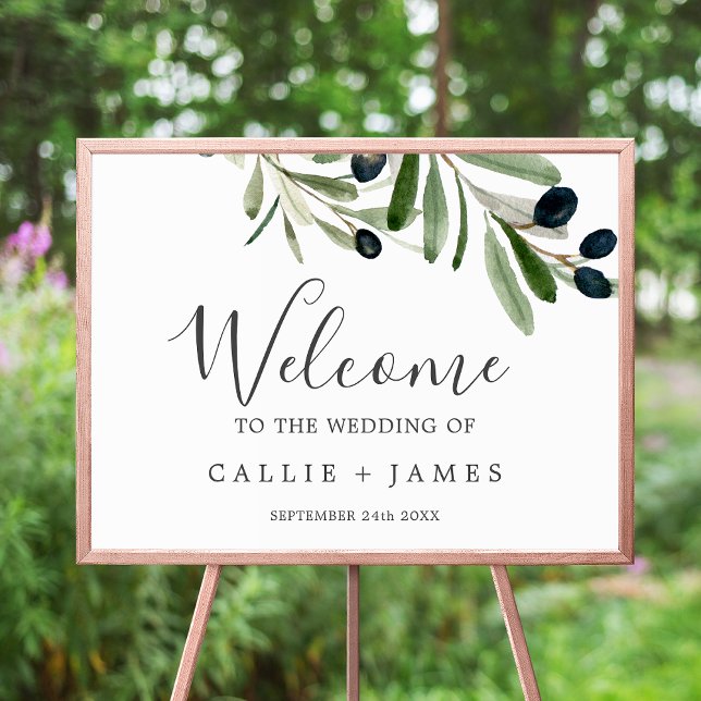 Affiche Modern Olive Branch Wedding Welcome (Créateur téléchargé)
