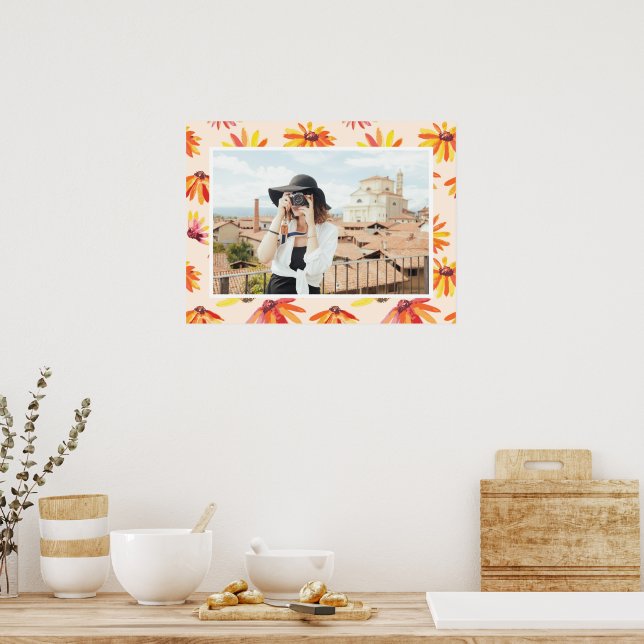 Affiche Modern Painted Orange Flowers Custom Photo (Cuisine)