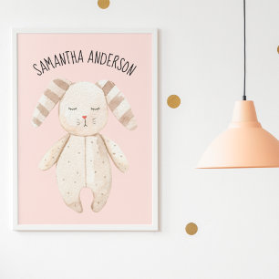 Affiche Modern Pastel Pink Bunny
