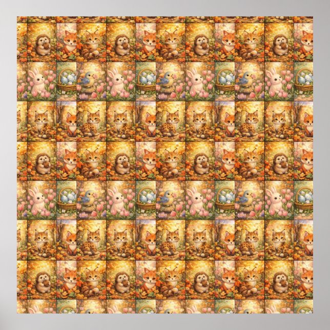 Affiche Modern Patchwork Pattern Collage (Devant)