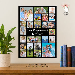 Affiche Modern Personalized 21 Photo Collage Custom Color