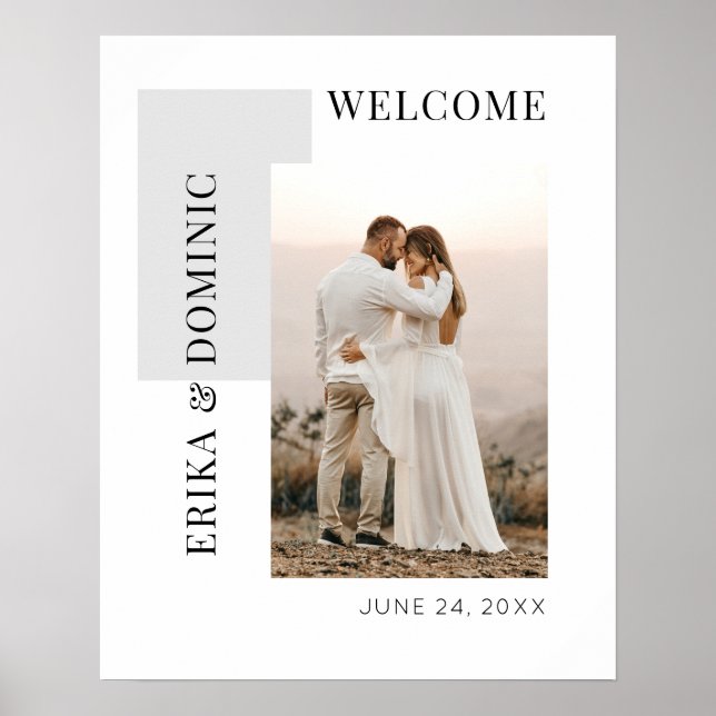 Affiche Modern Photo Gray Welcome Wedding Sign (Devant)