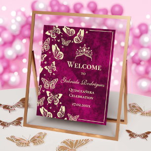 Affiche Modern Pink Gold 15e anniversaire Quinceañera Accu