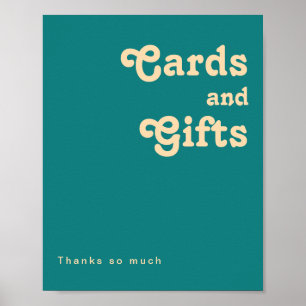 Affiche Modern Retro Teal Cards and Gifts Sign