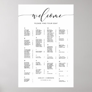 Affiche Modern Rustic Alphabetical Seating Chart Sign