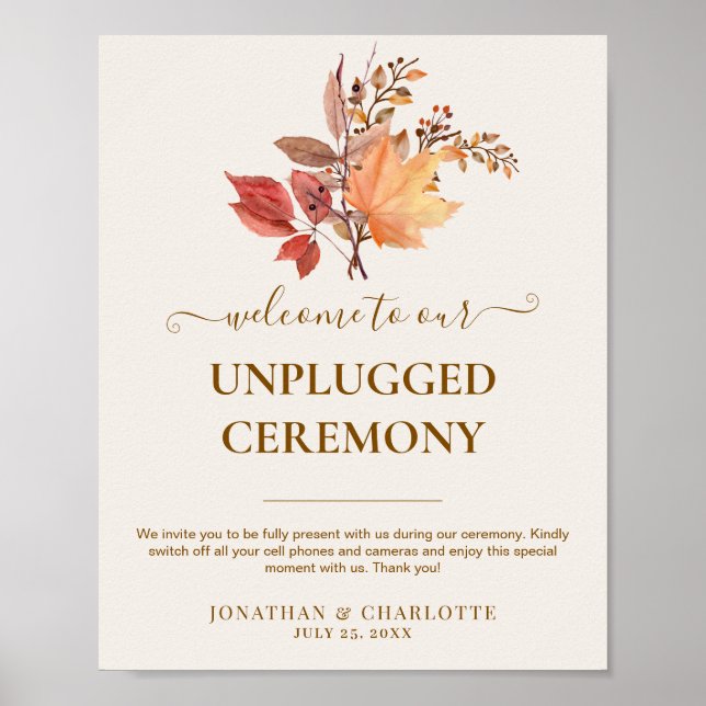 Affiche Modern Rustic Fall Boho Flower Wedding  (Devant)