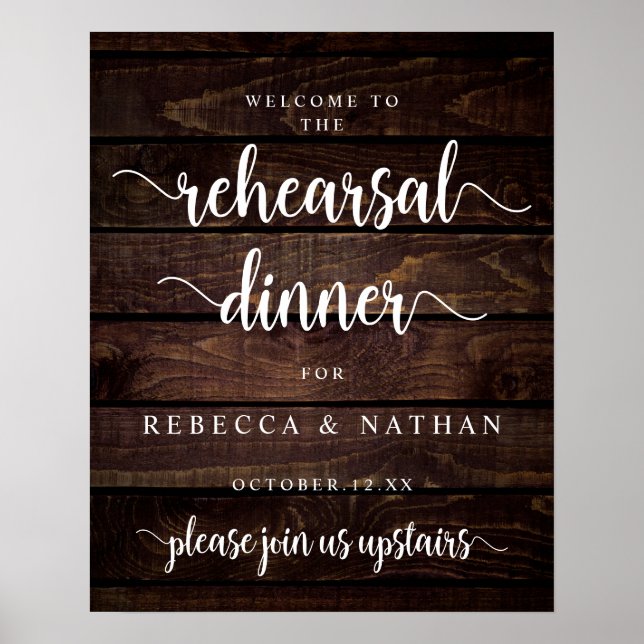 Affiche Modern Rustic, Wedding Rehearsal Dinner Welcome Po (Devant)