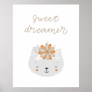 Affiche Modern scandi cute kitten sweet dreamer  nursery