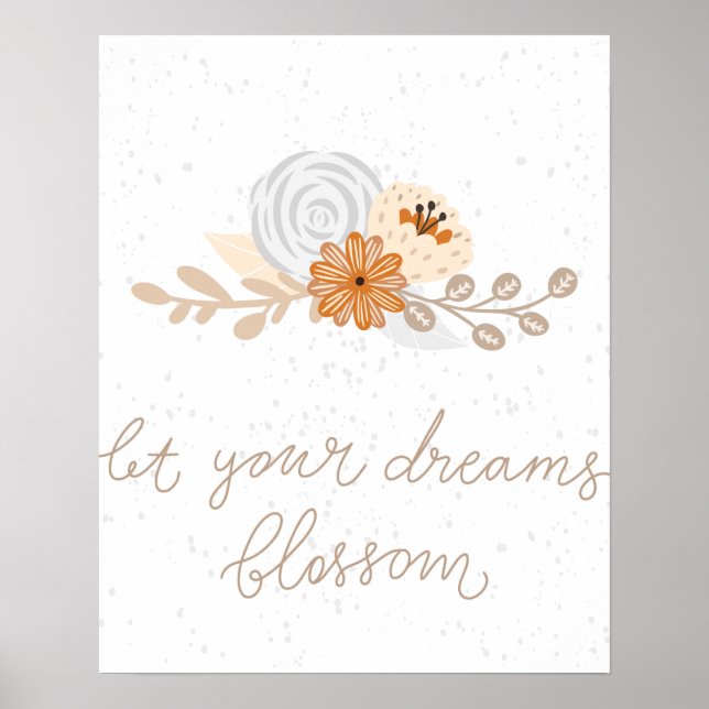 Affiche Modern scandi cute let your dreams blossom Nursery (Devant)