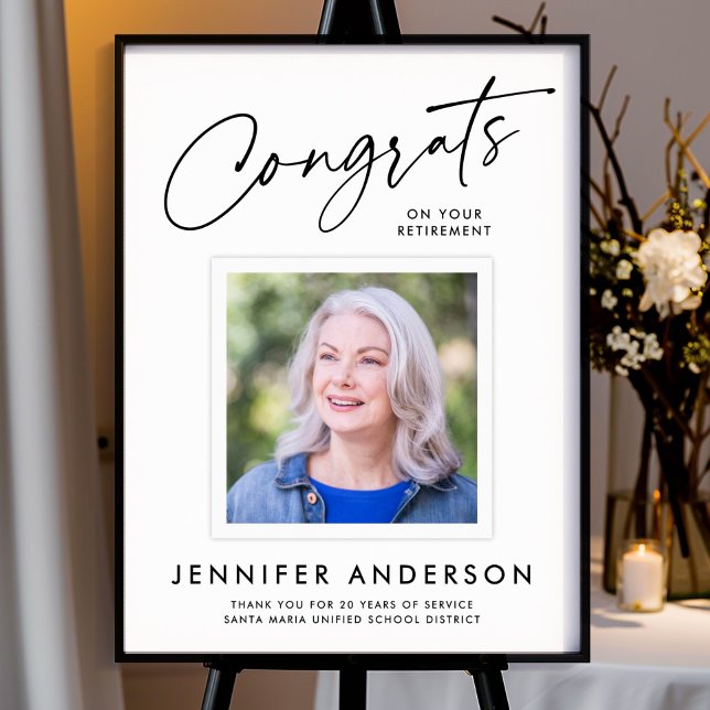 Affiche Modern Script Congrats Retirement Party Photo (Créateur téléchargé)