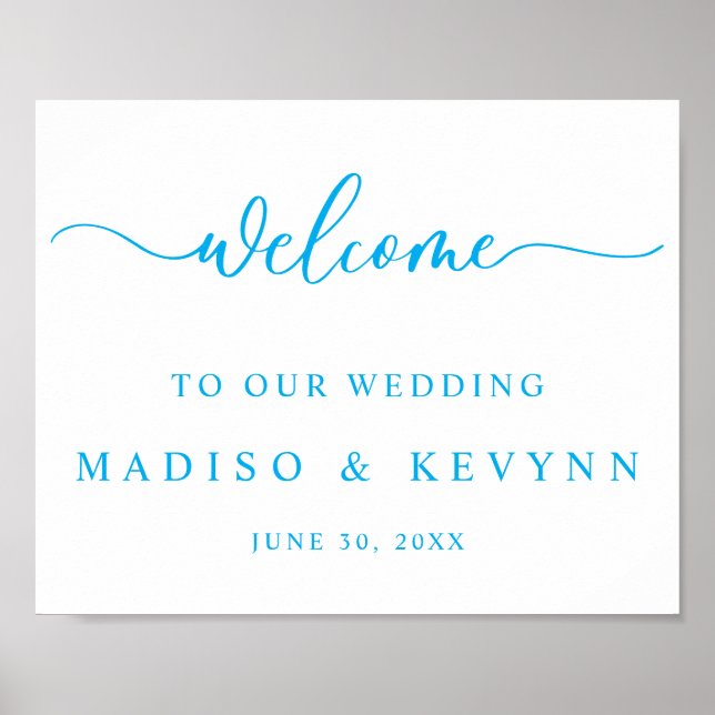 Affiche Modern Script Couples Names Wedding Welcome Sign (Devant)