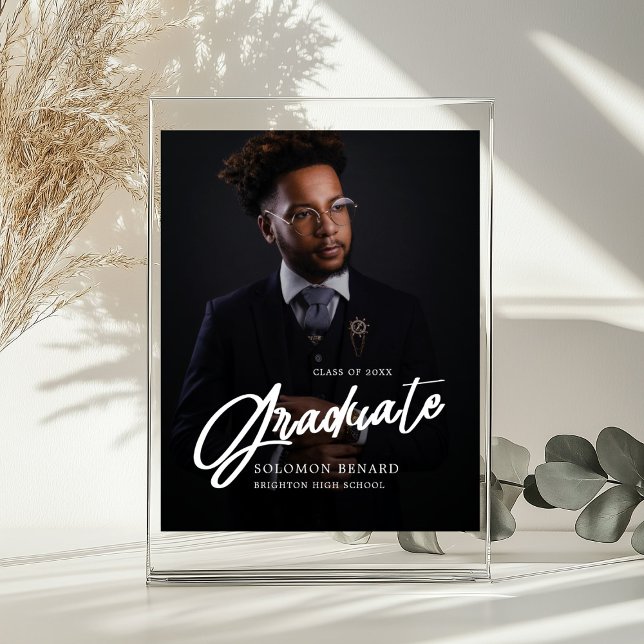 Affiche Modern Script Photo  Graduate Welcome sign (Créateur téléchargé)