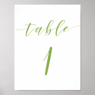 Affiche Modern script wedding table number 1 sign