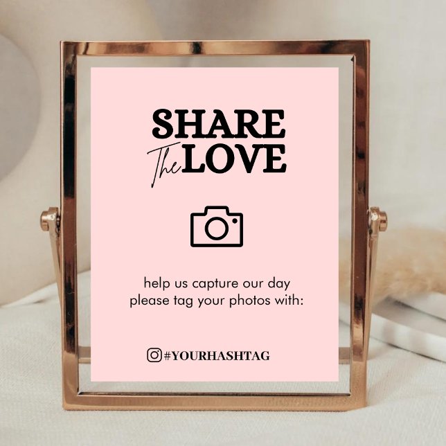 Affiche Modern Share The Love Hashtag Blush Pink (Créateur téléchargé)