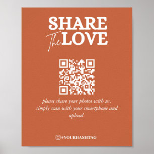 Affiche Modern Share The Love QR Code Terracotta