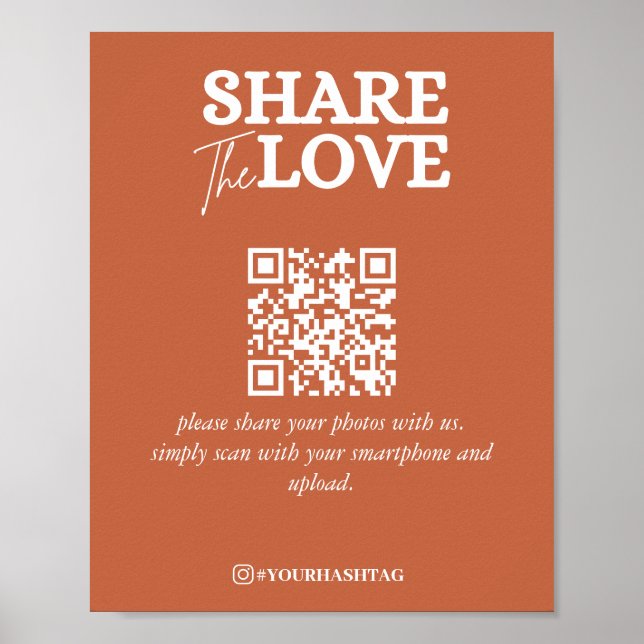 Affiche Modern Share The Love QR Code Terracotta (Devant)