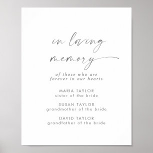 Affiche Modern Silver Script In Loving Memory Memorial