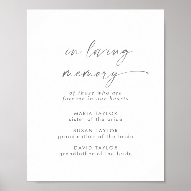 Affiche Modern Silver Script In Loving Memory Memorial (Devant)