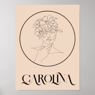 Affiche Modern Simple Line Art Black & White , Boho Chic