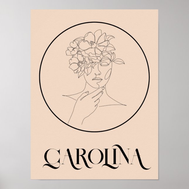 Affiche  Modern Simple Line Art Black & White , Boho Chic (Devant)