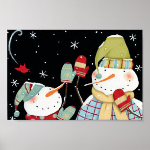 Affiche Modern Snowmen with Mittens