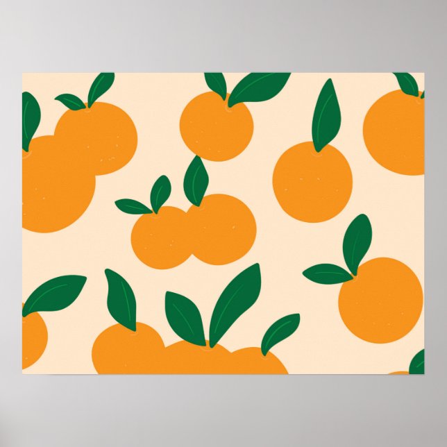 Affiche Modern Stylish Citrus Fruit Oranges Pattern (Devant)