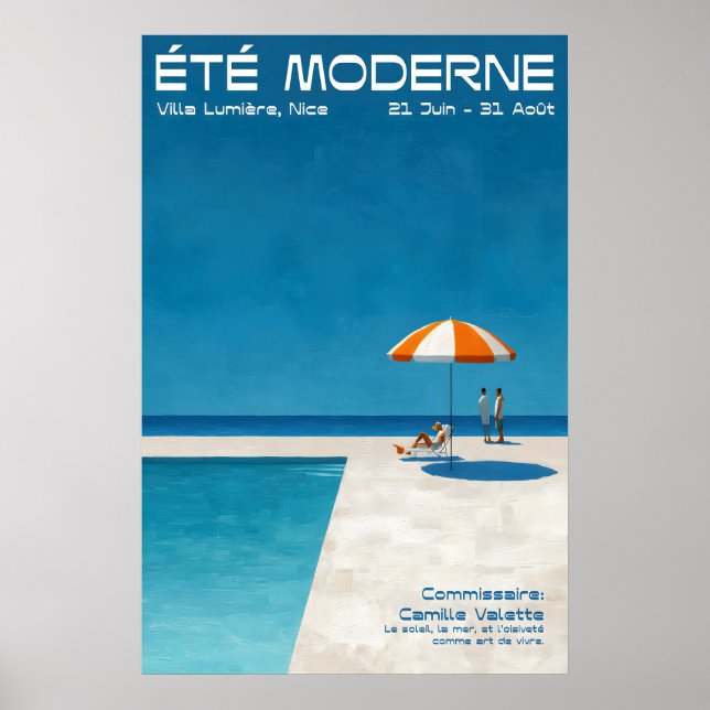 Affiche Modern Summer Poolside Wall Art Print Bold French (Devant)