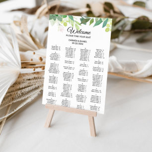 Affiche Modern Tropical Floral Alphabetical Seating Chart