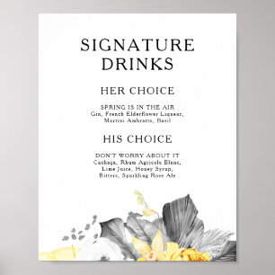 Affiche Modern Tropical Signature Drinks Sign