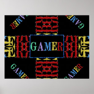 Affiche Modern Video Gamer Mosaic