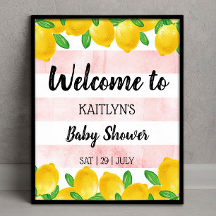 Affiche Modern Watercolor Lemon Tree Baby Shower Welcome