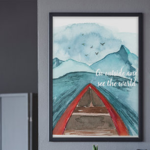 Affiche Modern Watercolor Nature See The World Quote