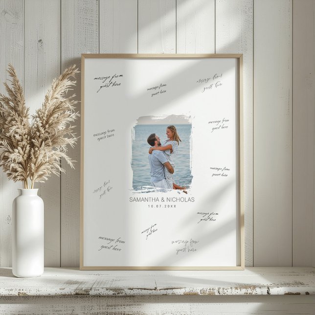 Affiche Modern Watercolor Photo Wedding Guest Signature (Créateur téléchargé)