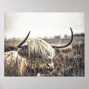 Affiche Modern Watercolour Highland Cow