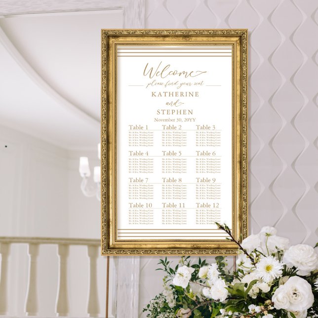 Affiche Modern White Minimalist Wedding Seating Chart (Créateur téléchargé)