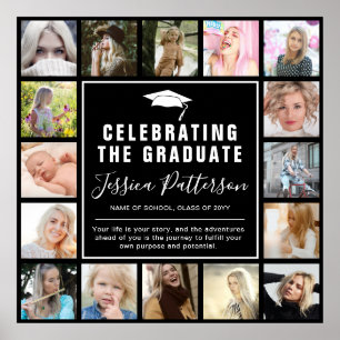 Affiche Moderne 16 Insta Photo Collage Partie de graduatio