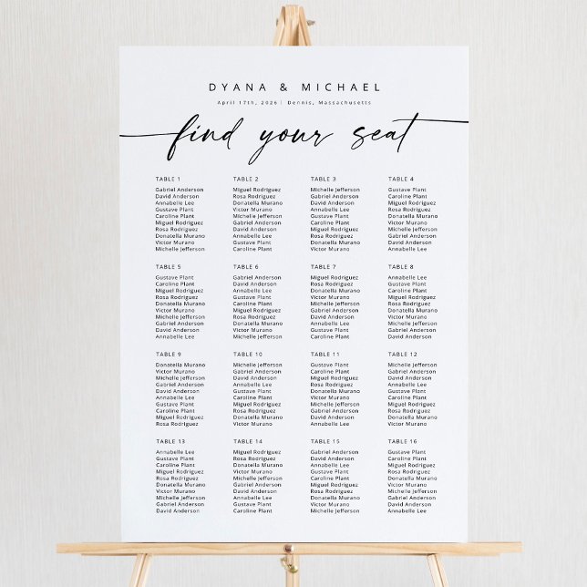 Affiche Moderne 16 Tables Trouvez Votre Siège Carte De Siè (Créateur téléchargé)