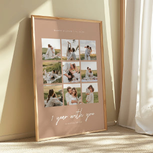 Affiche Moderne 1ère Célébration de Mariage Beige 9-Photos